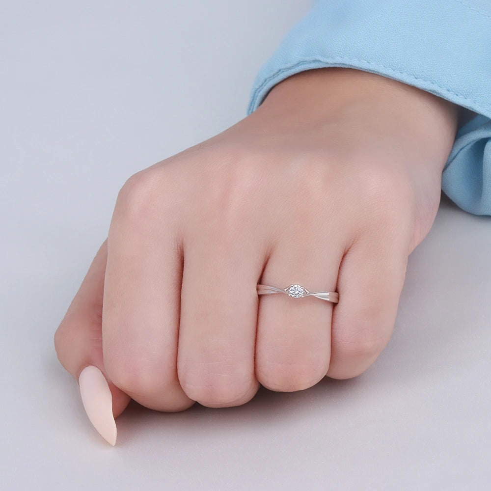 Allure Round Lab Grown Diamond Split Shoulder Crossover Classic Solitaire Engagement Ring