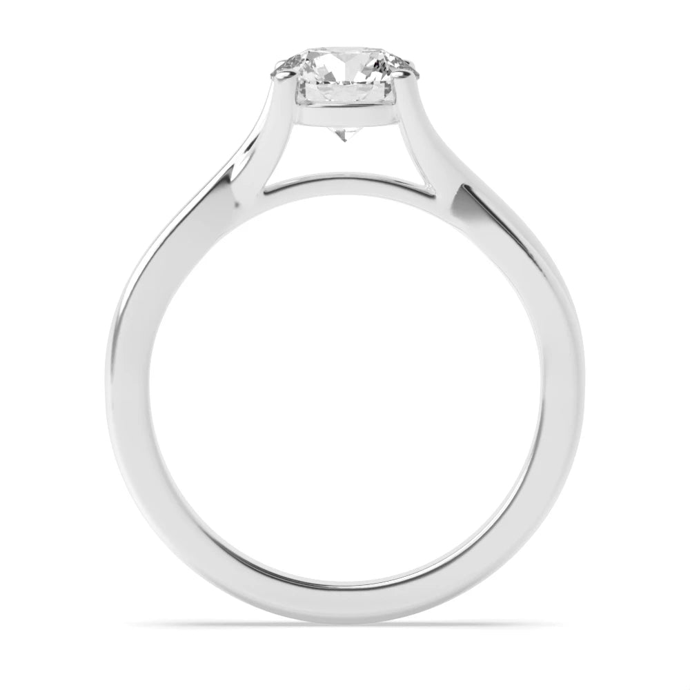 Allure Round Lab Grown Diamond Split Shoulder Crossover Classic Solitaire Engagement Ring