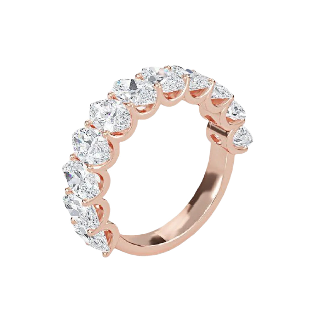 Amara 11 Stone Marquise Moissanite Anniversary Band Rose Gold