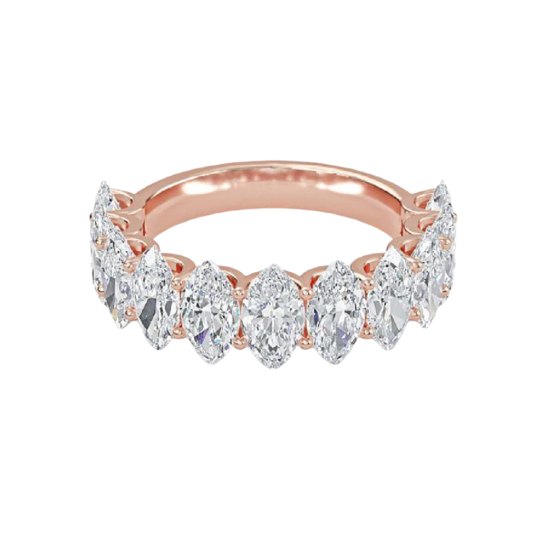 Amara  11 Stone Marquise Moissanite Anniversary Band Rose Gold