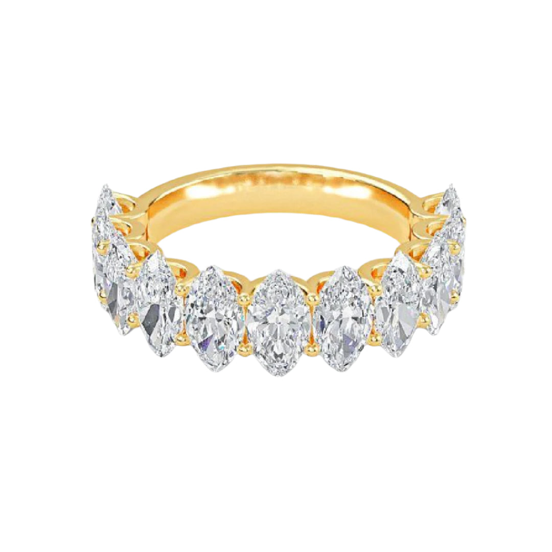 Amara 11 Stone Marquise Moissanite Anniversary Band Yellow Gold
