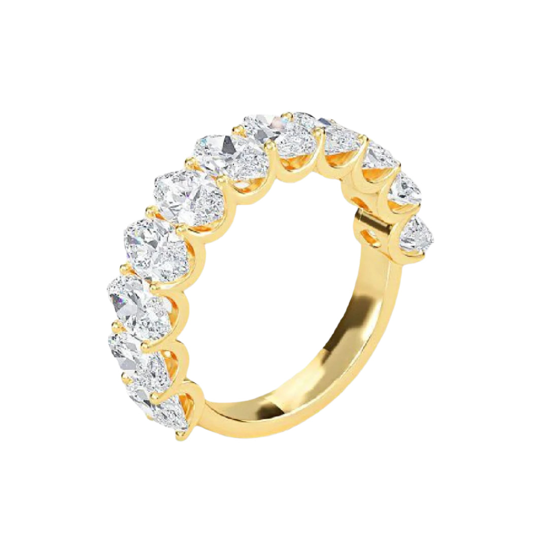 Amara  11 Stone Marquise Moissanite Anniversary Band Yellow Gold