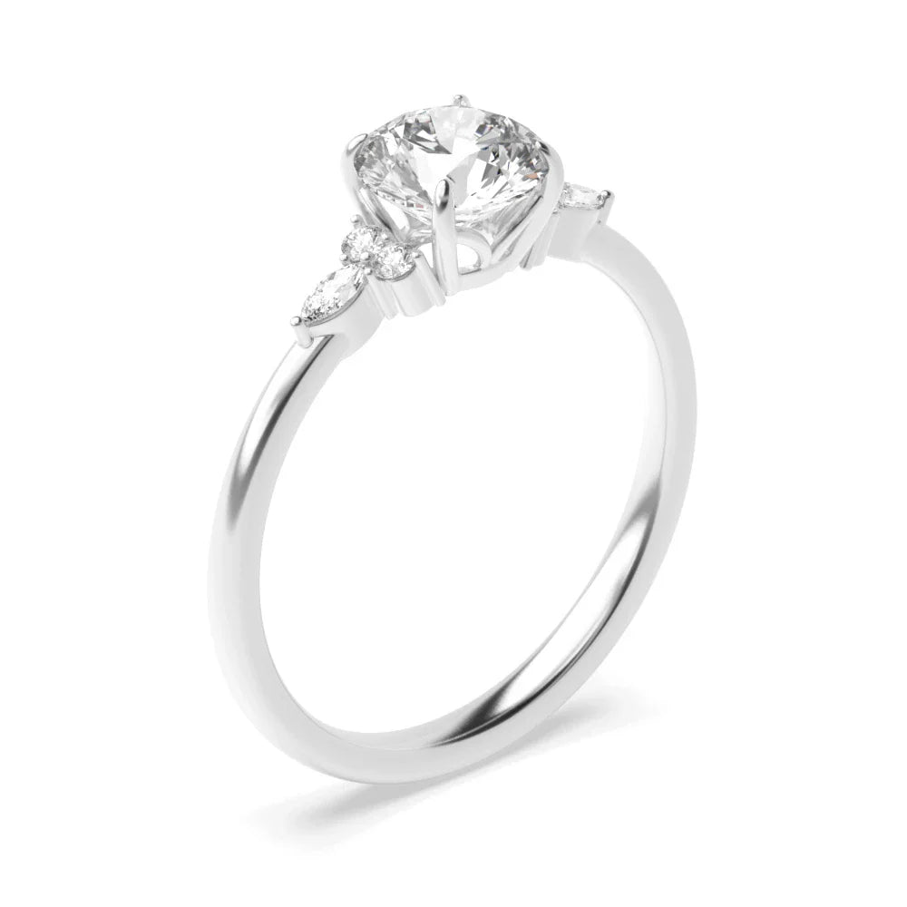 Amore 4 Prong Round Lab Grown Diamond Modern Side Set Classic Solitaire Engagement Ring