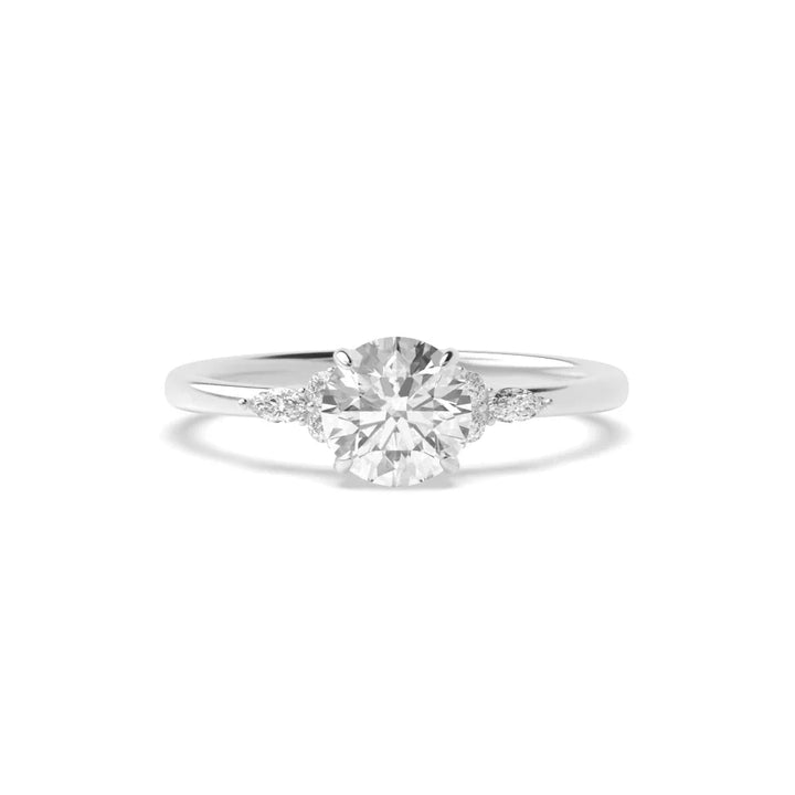 Amore 4 Prong Round Lab Grown Diamond Modern Side Set Classic Solitaire Engagement Ring
