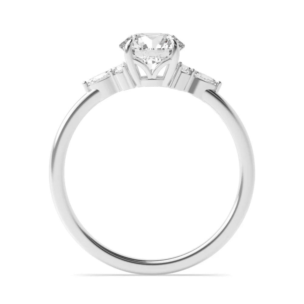 Amore 4 Prong Round Lab Grown Diamond Modern Side Set Classic Solitaire Engagement Ring