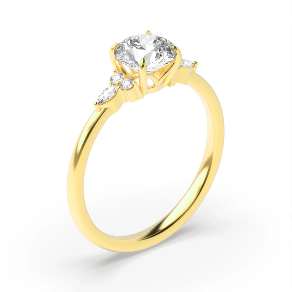 Amore 4 Prong Round Lab Grown Diamond Modern Side Set Classic Solitaire Engagement Ring
