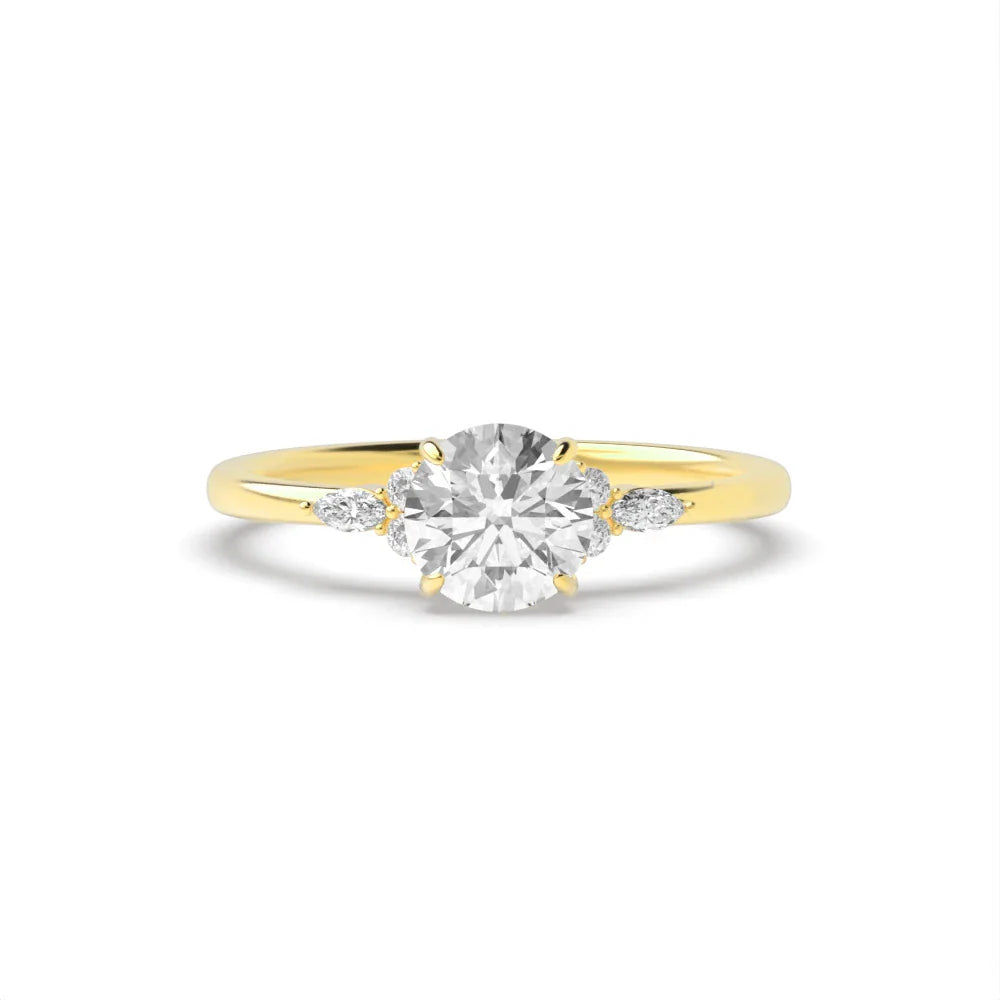 Amore 4 Prong Round Lab Grown Diamond Modern Side Set Classic Solitaire Engagement Ring