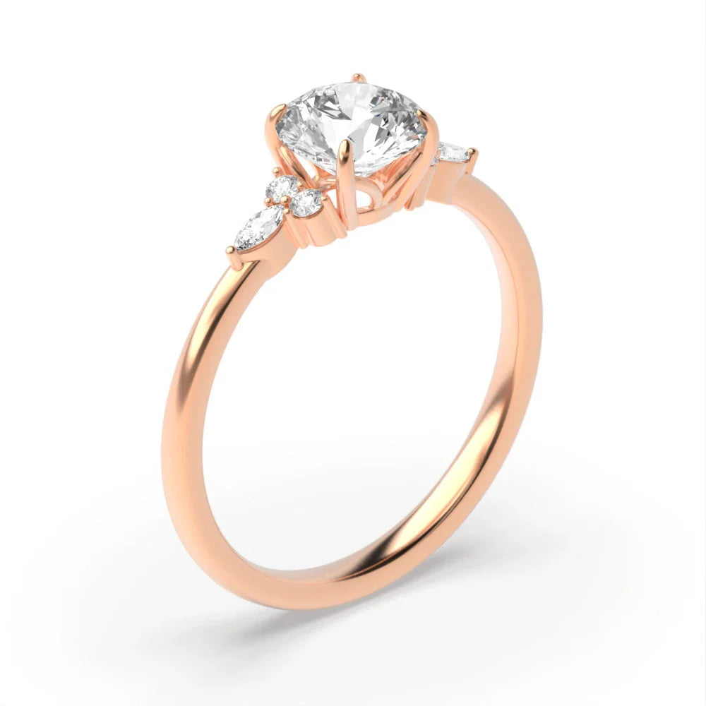 Amore 4 Prong Round Lab Grown Diamond Modern Side Set Classic Solitaire Engagement Ring