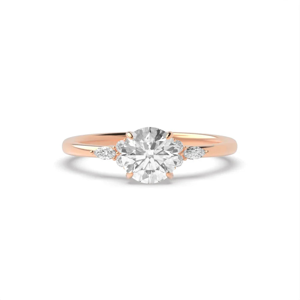 Amore 4 Prong Round Lab Grown Diamond Modern Side Set Classic Solitaire Engagement Ring