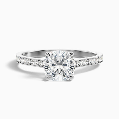 Amour Cushion Cut Side Stone Pave Lab Grown Engagement Ring