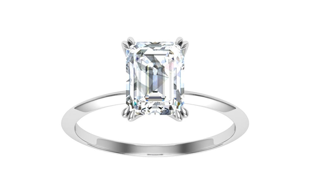 Amour Double Claw Emerald Moissanite Ring