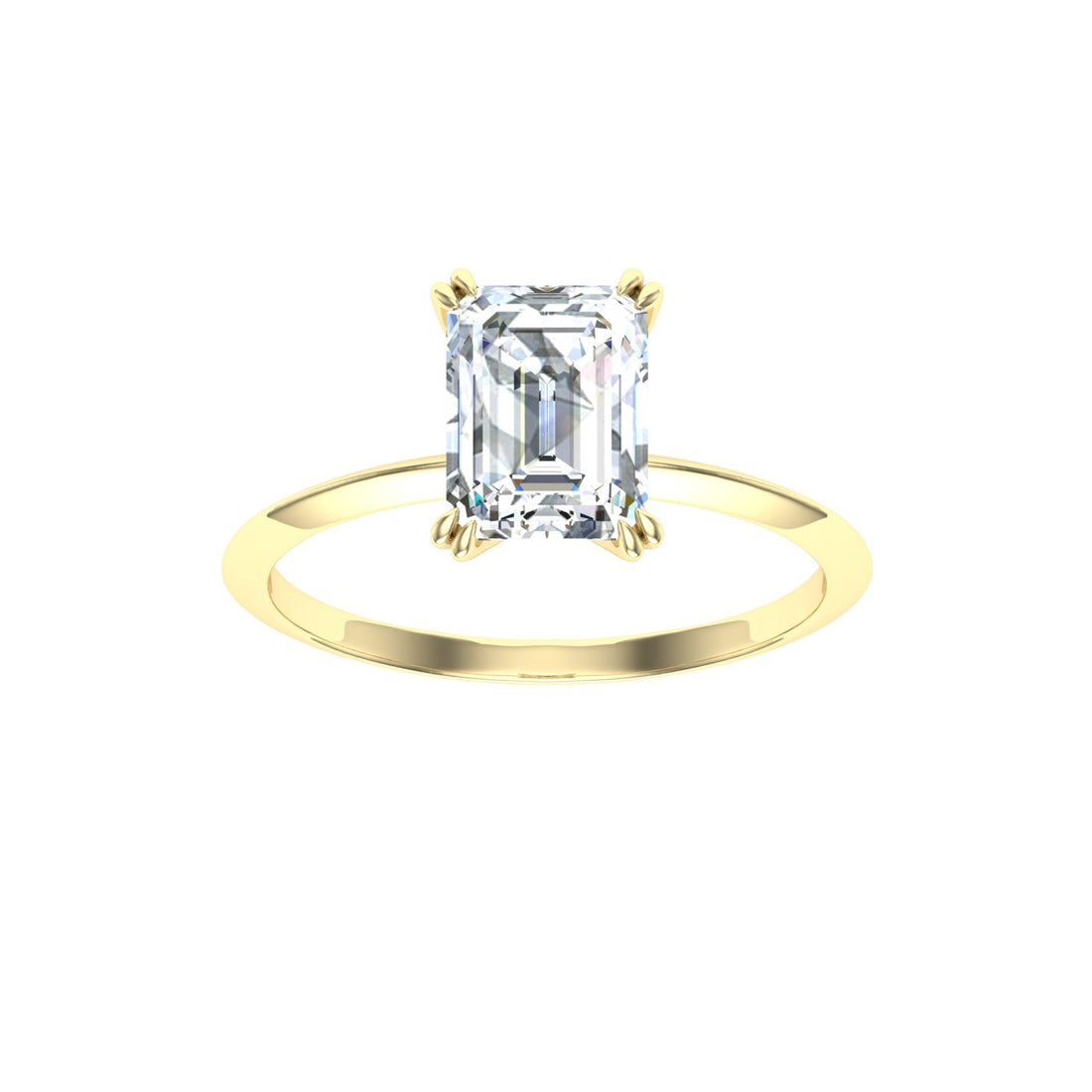 Amour Double Claw Emerald Moissanite Ring