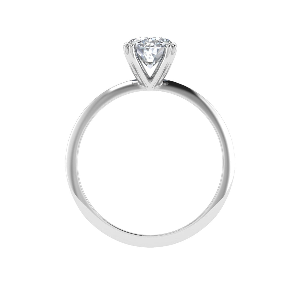 Amour Double Claw Oval Moissanite Engagement Ring White Gold