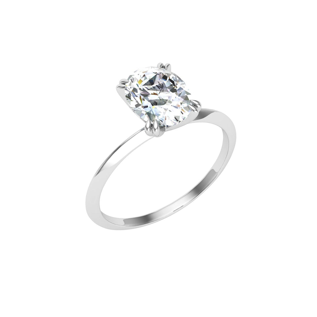 Amour Double Claw Oval Moissanite Engagement Ring White Gold