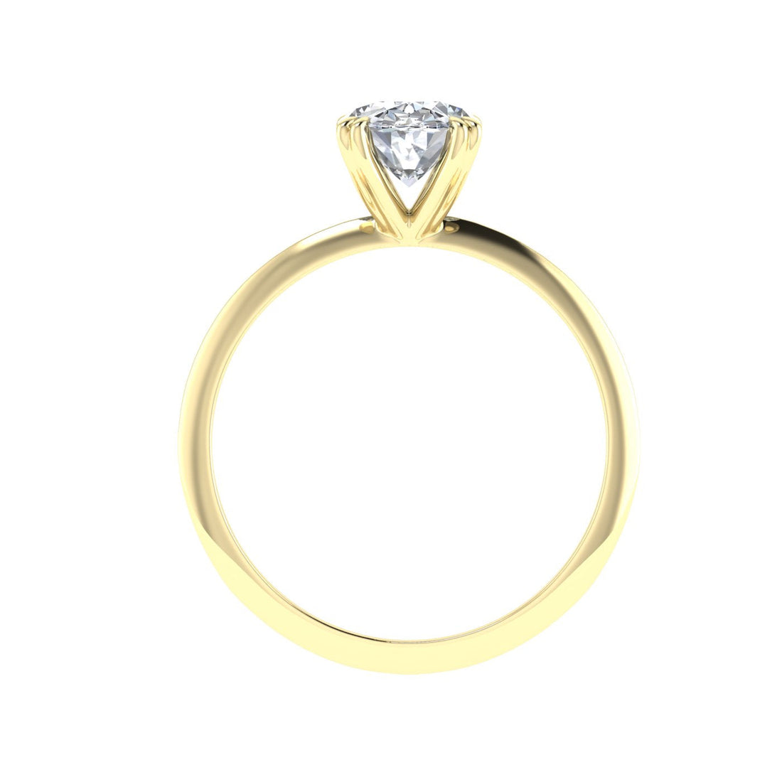 Amour Double Claw Oval Moissanite Engagement Ring Yellow Gold