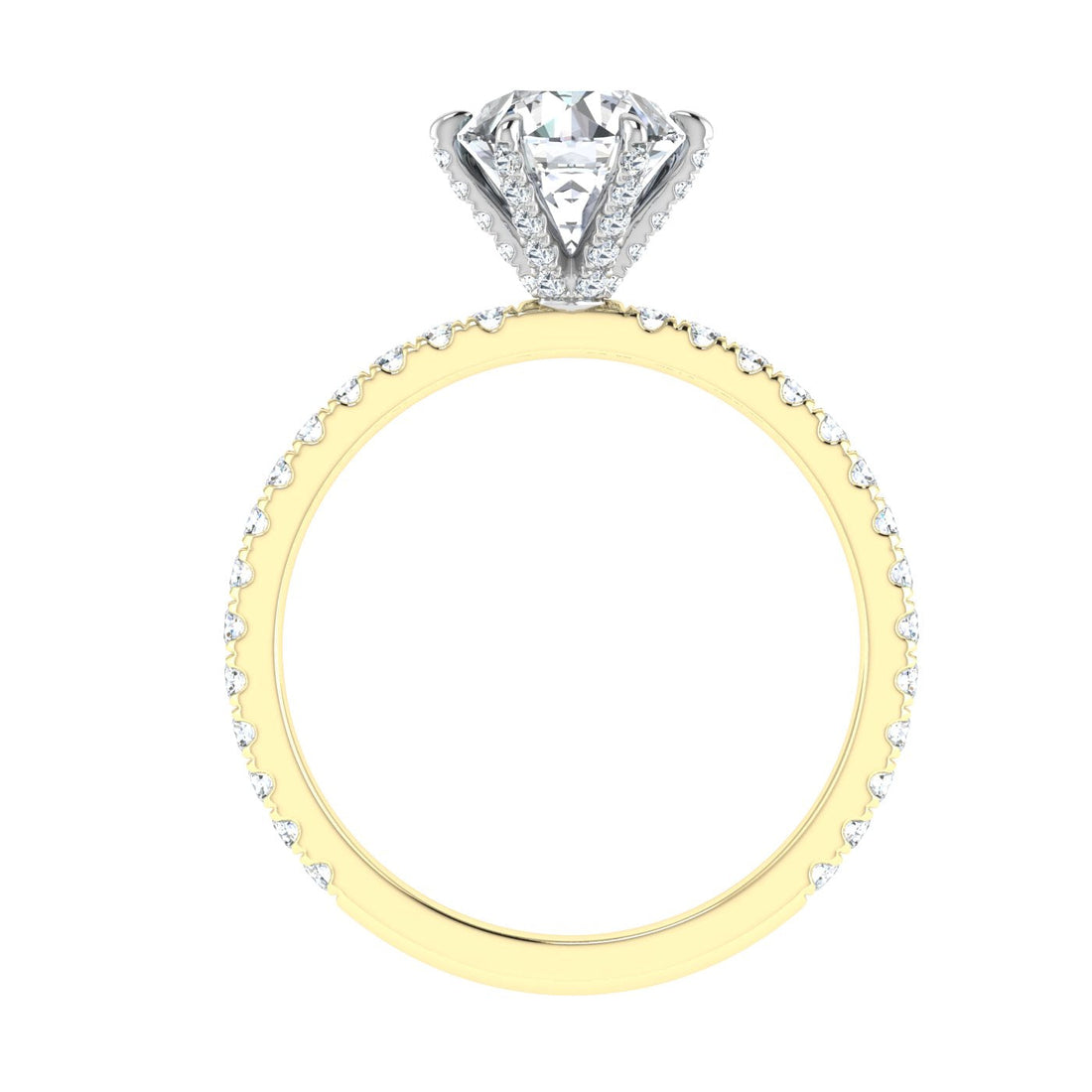 Arcadia Round Cut Side Stones Moissanite Engagement Ring Yellow Gold