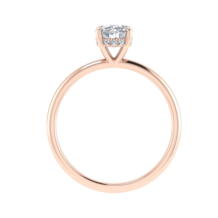 Arcane Oval Cut Solitaire Hidden Halo Moissanite Engagement Ring Rose Gold