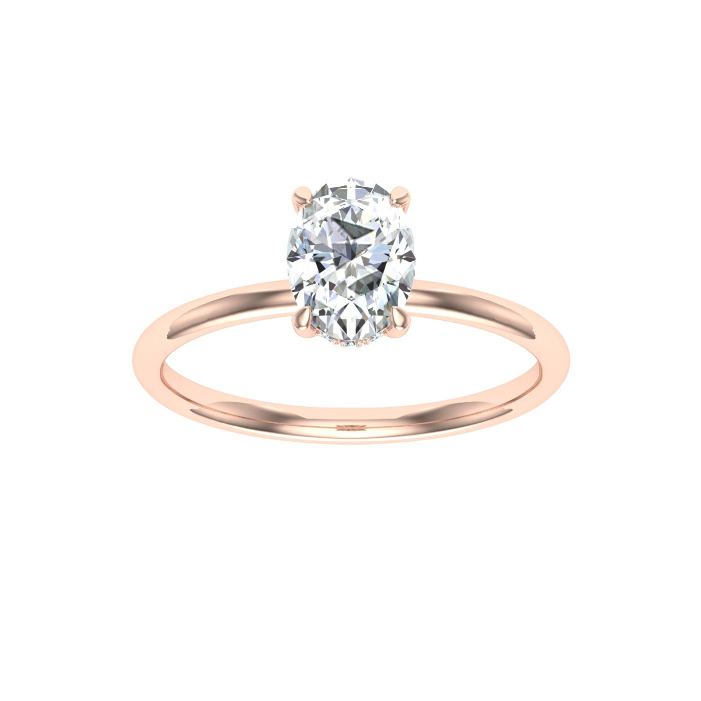 Arcane Oval Cut Solitaire Hidden Halo Moissanite Engagement Ring Rose Gold