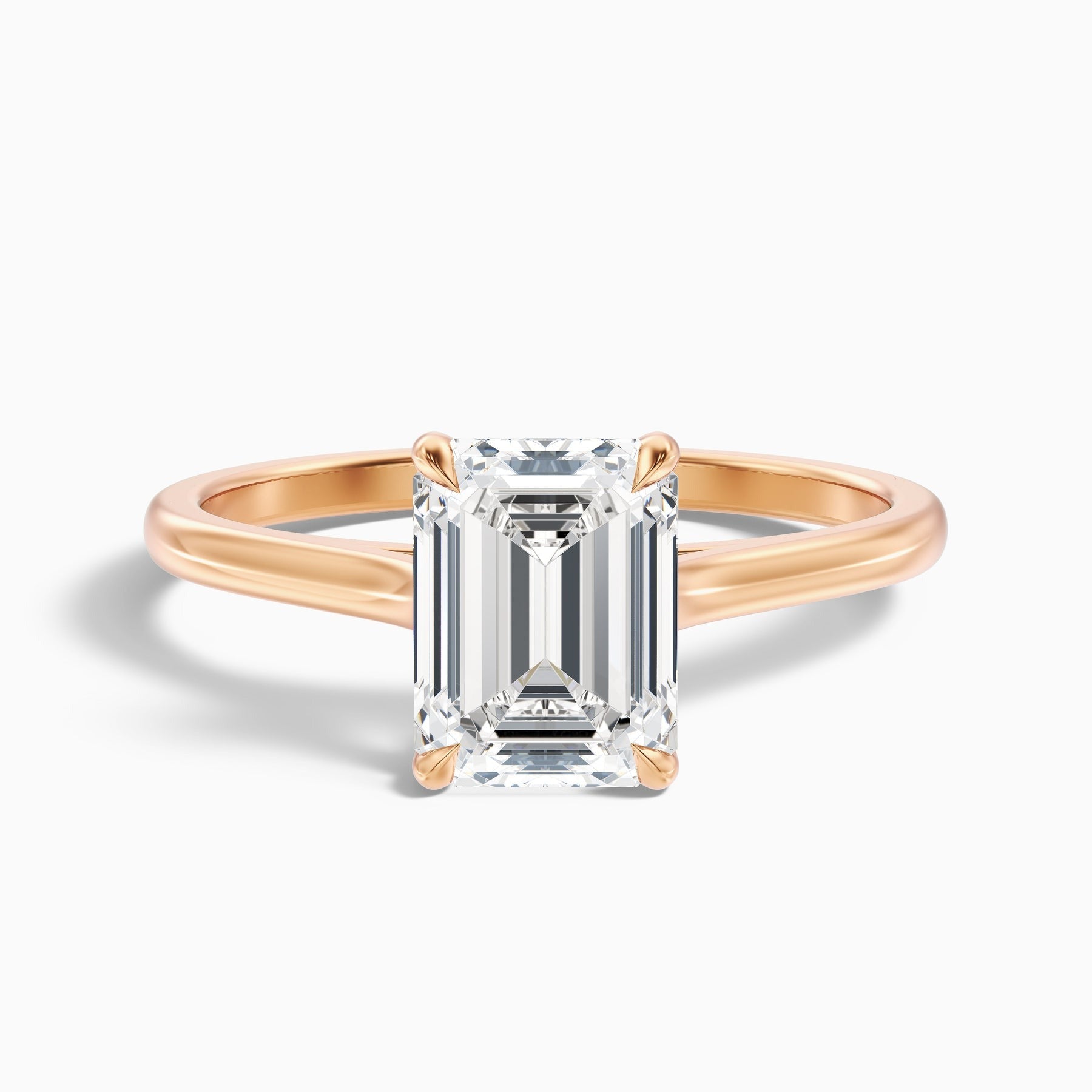 Arctic 1 Carat Emerald Cut Solitaire Lab Grown Engagement Ring in 10k Rose Gold