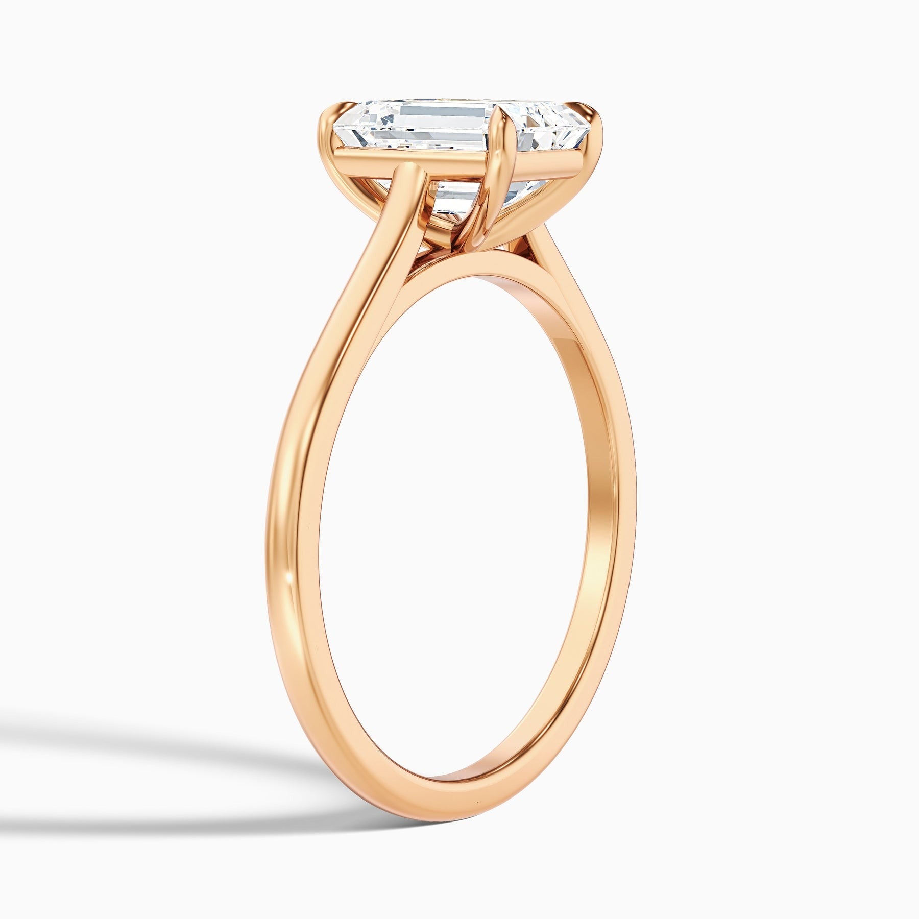 Arctic 1 Carat Emerald Cut Solitaire Lab Grown Engagement Ring in 10k Rose Gold