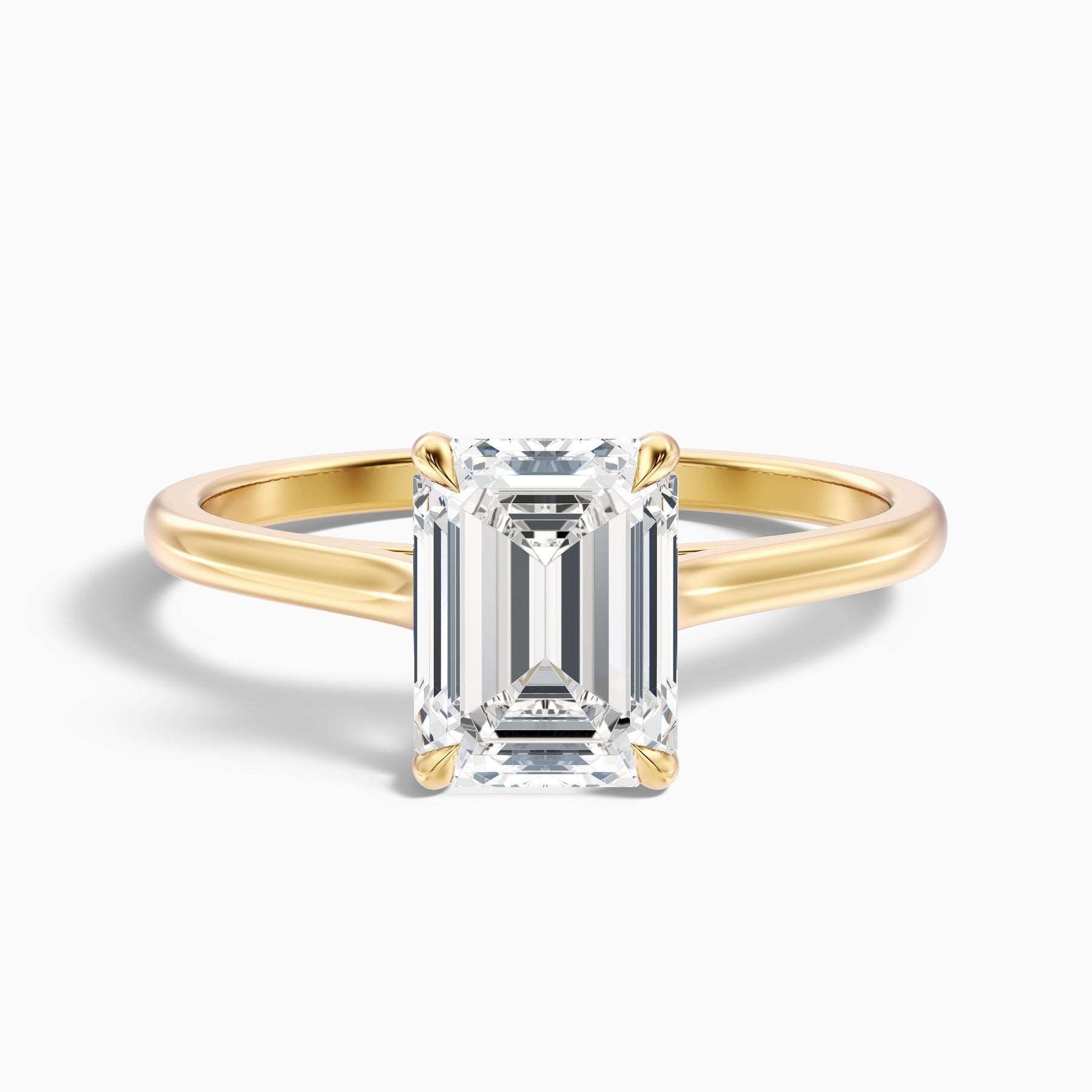 Arctic 1 Carat Emerald Cut Solitaire Lab Grown Engagement Ring in 10k Yellow Gold