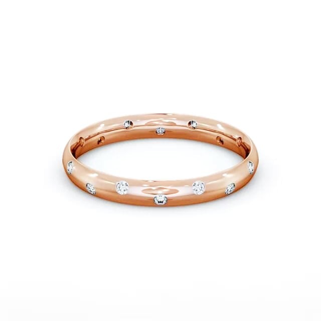 Aria Round Moissanite Offset Flush Setting Wedding Ring