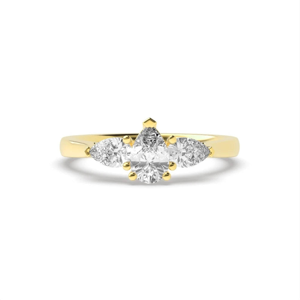 Asher Low Set Pear Lab Grown Diamond Trinity Three Stone Engagement Ring