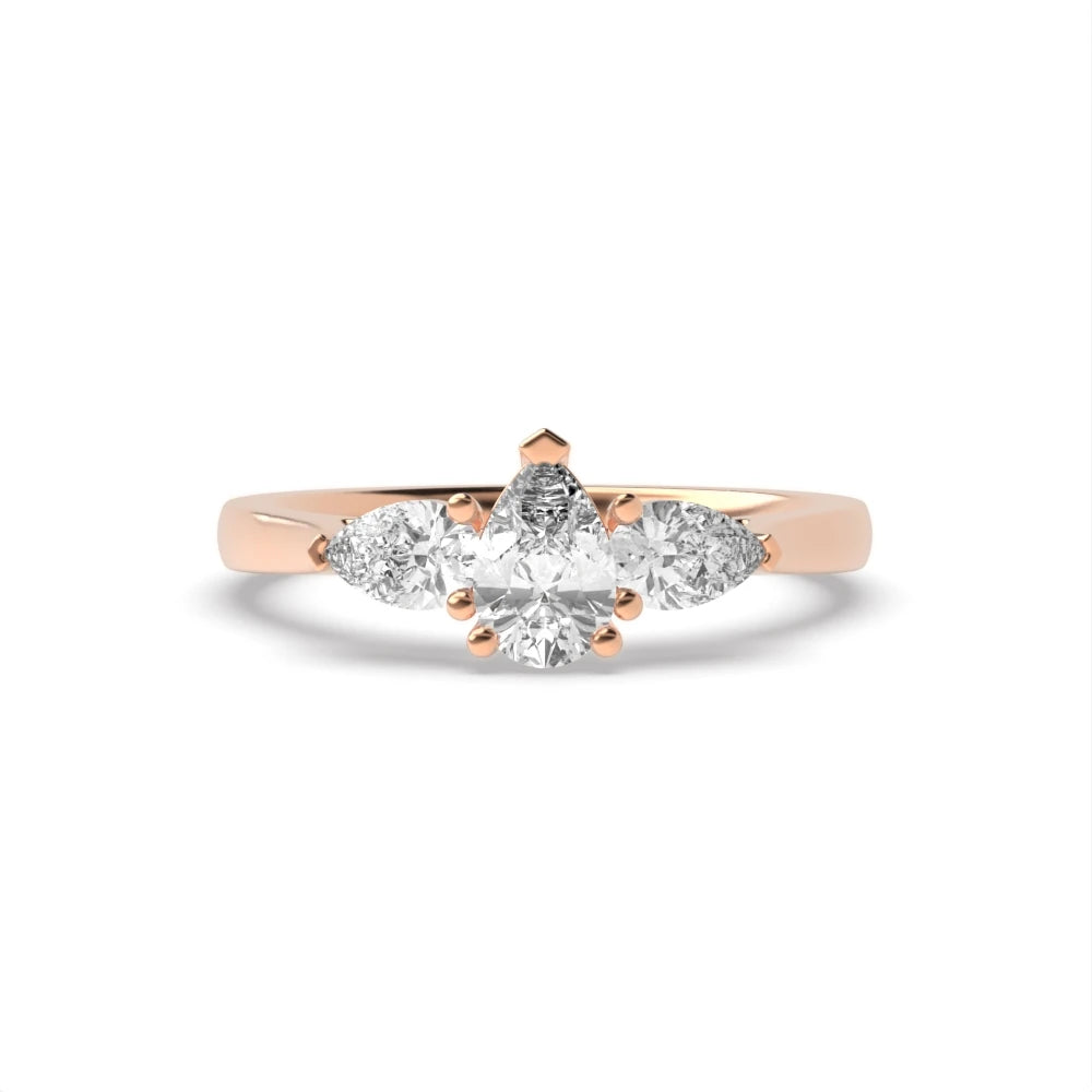 Asher Low Set Pear Lab Grown Diamond Trinity Three Stone Engagement Ring