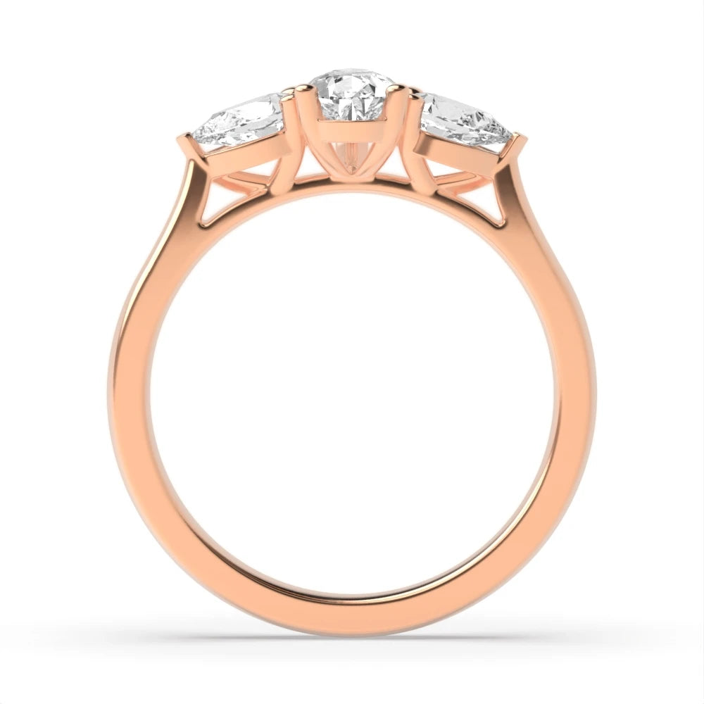 Asher Low Set Pear Lab Grown Diamond Trinity Three Stone Engagement Ring