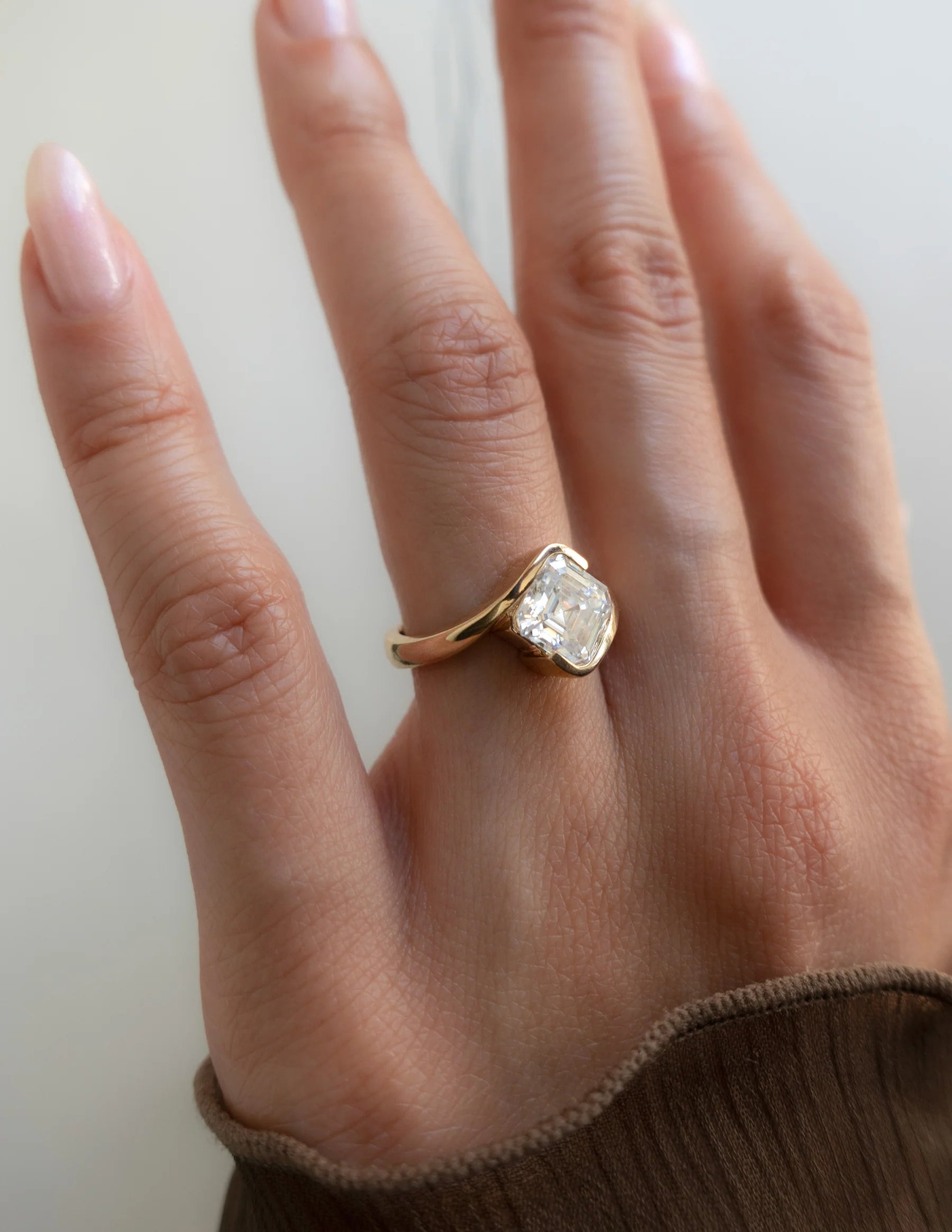 Asscher Cut Moissanite Art Deco Engagement Ring