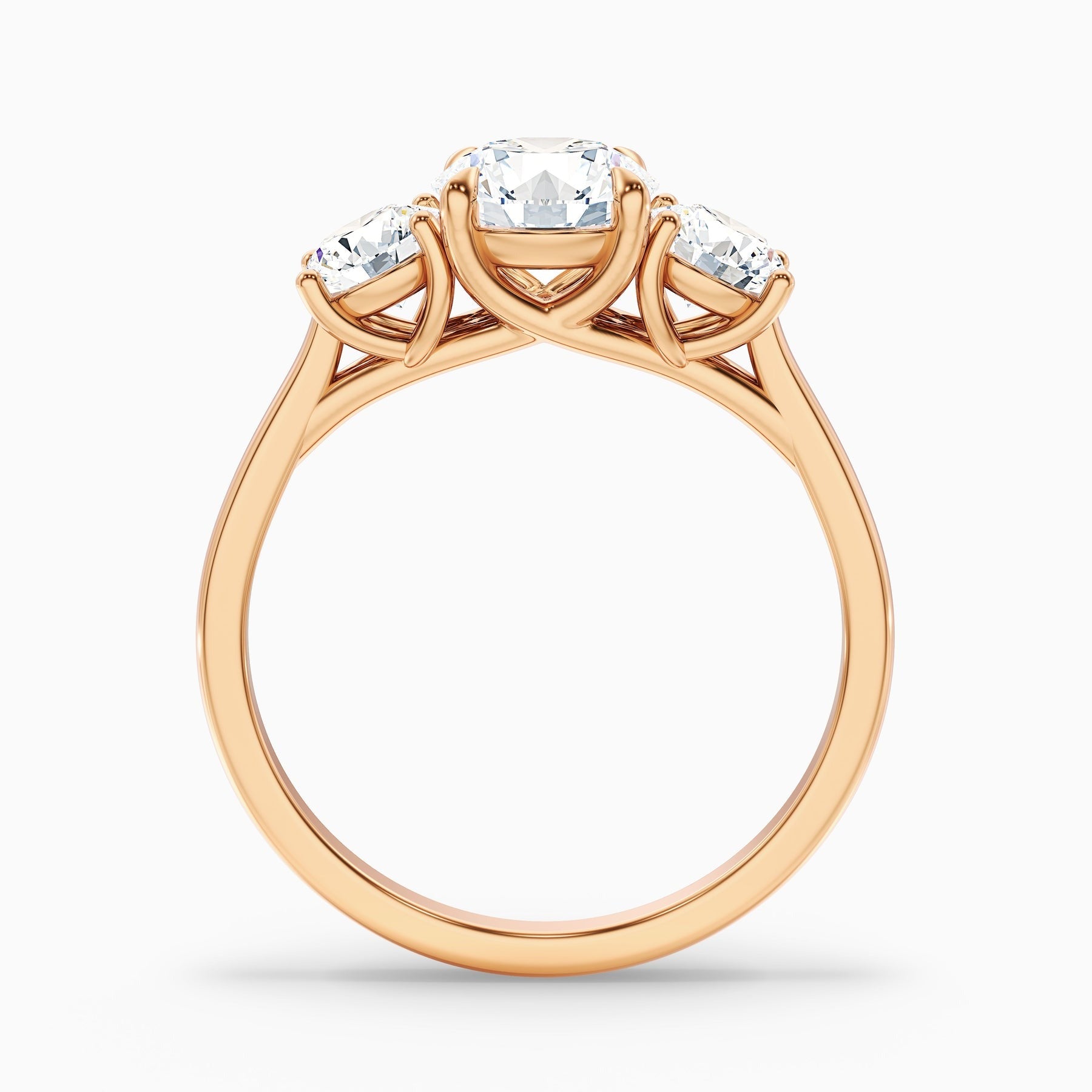 Astrid 1 Carat Round 3 Stone Lab Grown Engagement Ring in 10k Rose Gold