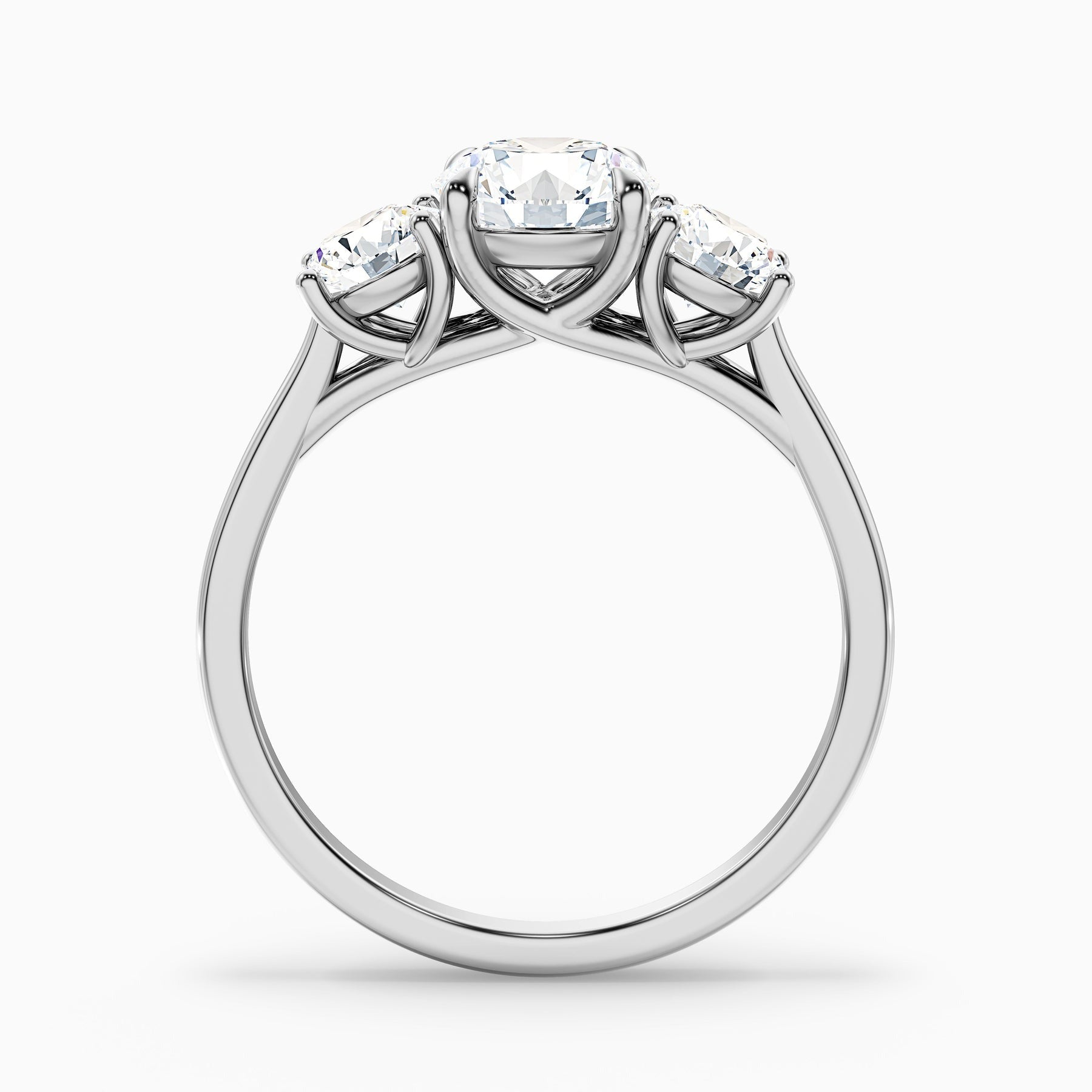 Astrid 1 Carat Round 3 Stone Lab Grown Engagement Ring in 10k White Gold