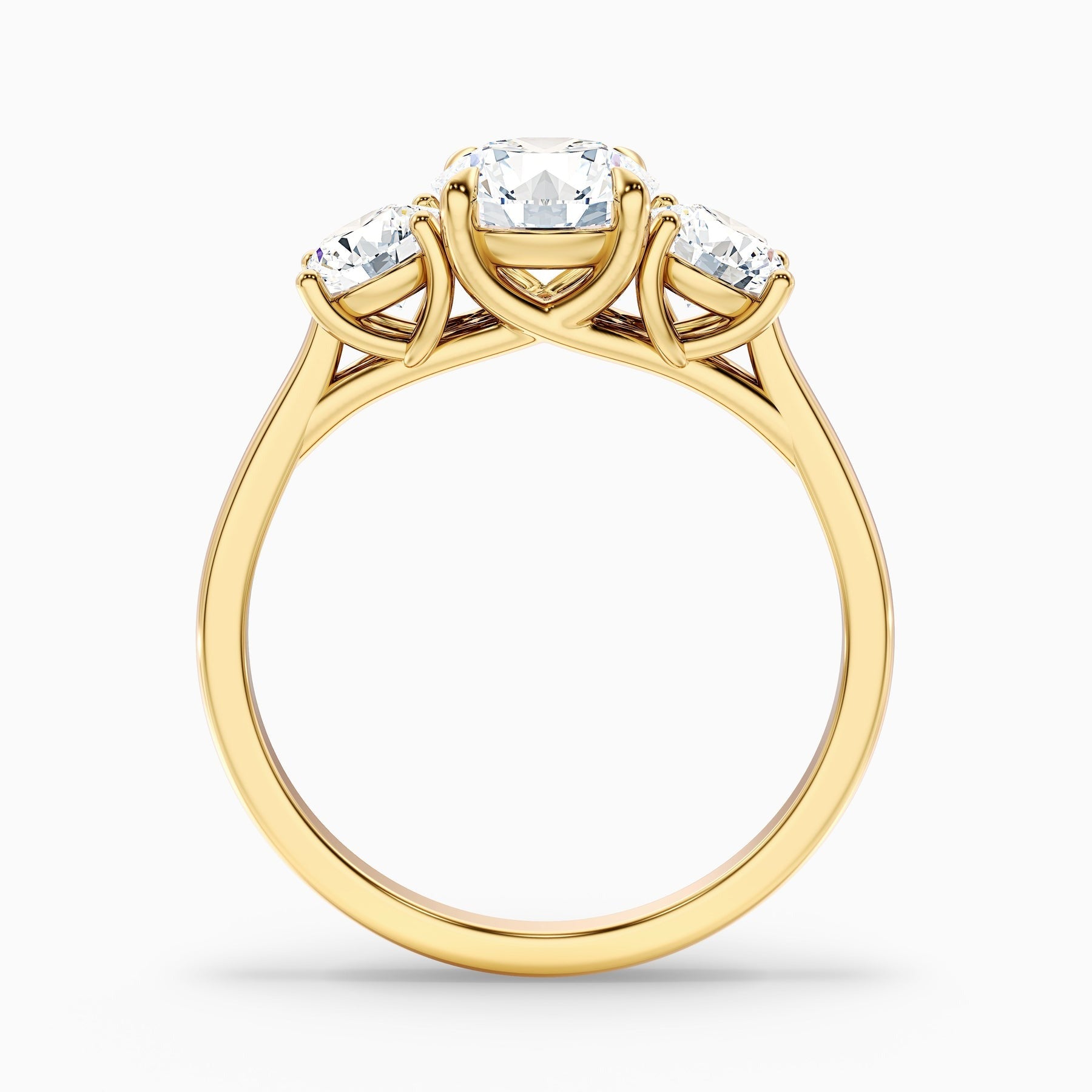Astrid 1 Carat Round 3 Stone Lab Grown Engagement Ring in 10k Yellow Gold