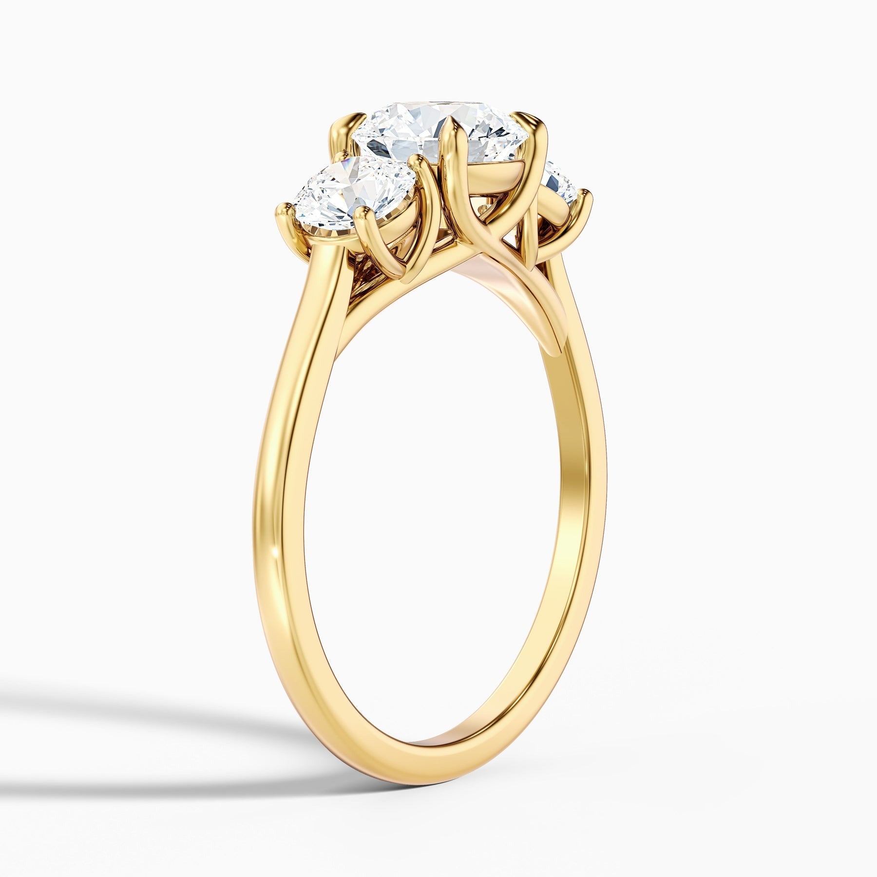 Astrid 1 Carat Round 3 Stone Lab Grown Engagement Ring in 10k Yellow Gold