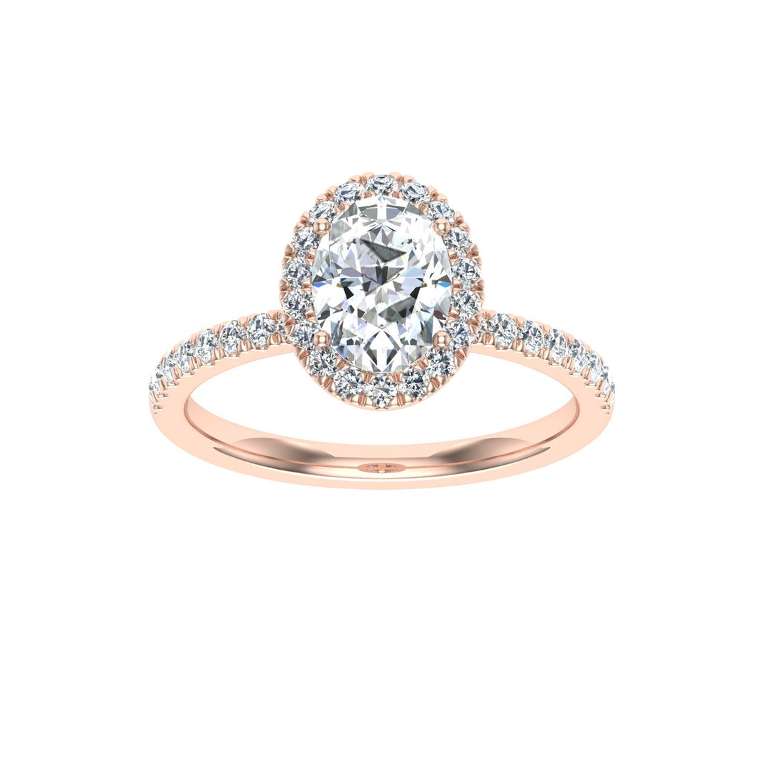 Aura Oval Cut Halo Moissanite Engagement Ring Rose Gold