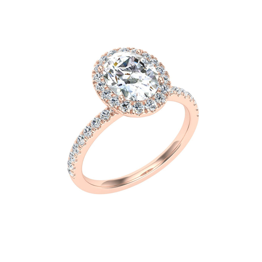 Aura Oval Cut Halo Moissanite Engagement Ring Rose Gold