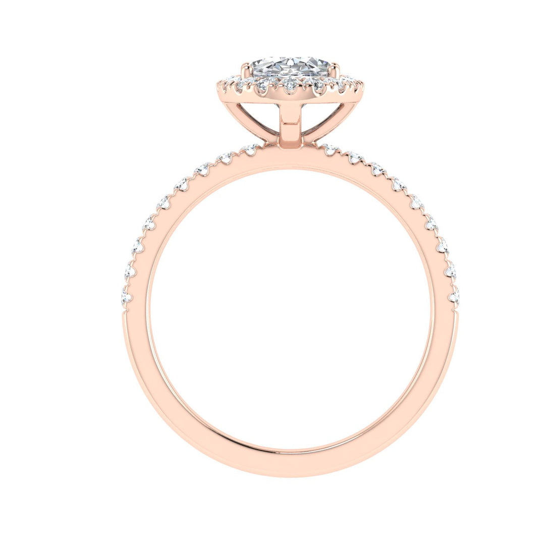 Aura Oval Cut Halo Moissanite Engagement Ring Rose Gold