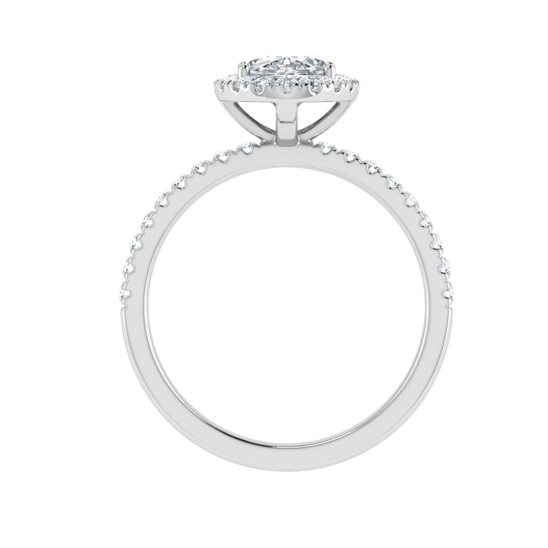 Aura Oval Cut Halo Moissanite Engagement Ring White Gold