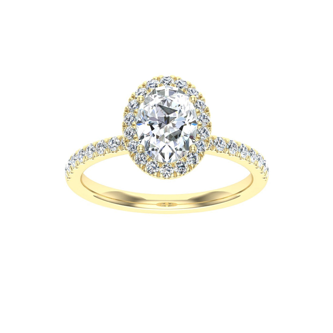 Aura Oval Cut Halo Moissanite Engagement Ring Yellow Gold