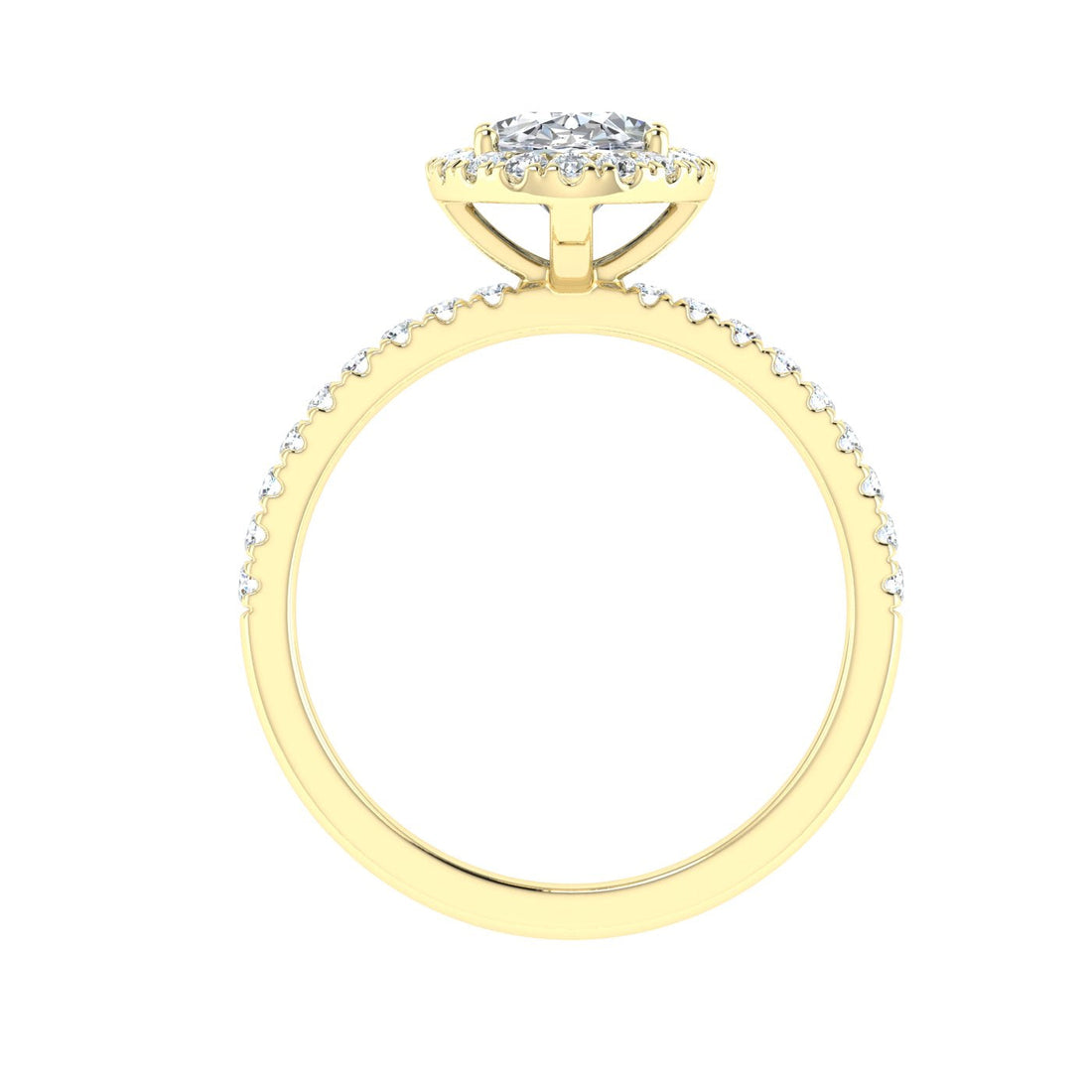 Aura Oval Cut Halo Moissanite Engagement Ring Yellow Gold