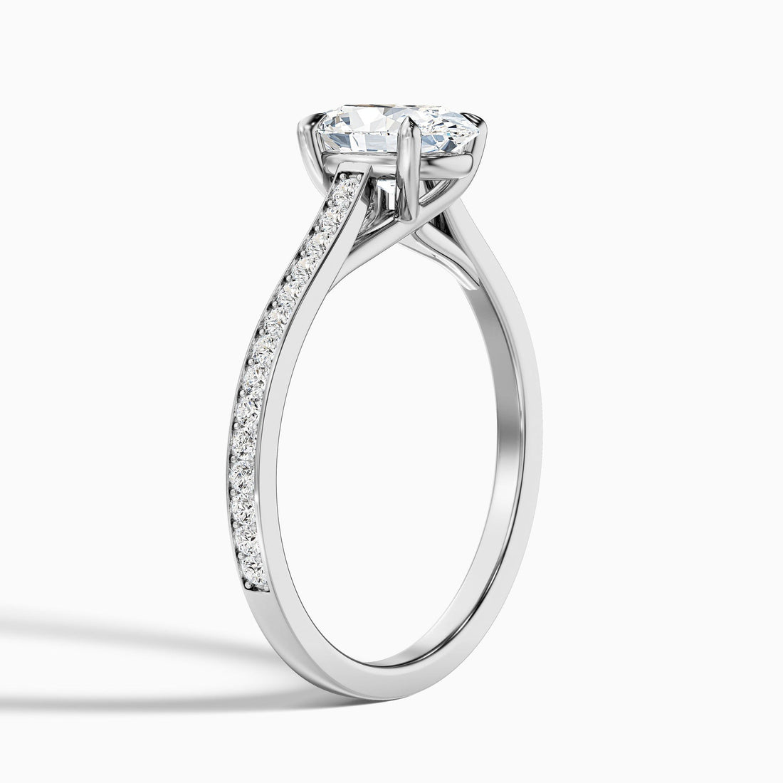 Aurelia Oval Cut Side Stone Pave Lab Grown Engagement Ring