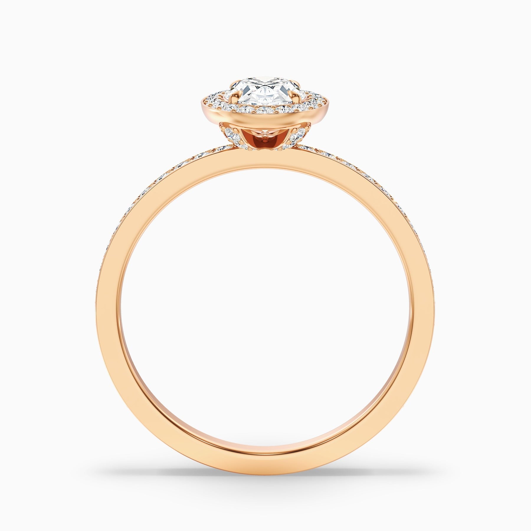 Aurielle 1 Carat Oval Halo Pave Lab Grown Engagement Ring in 10k Rose Gold