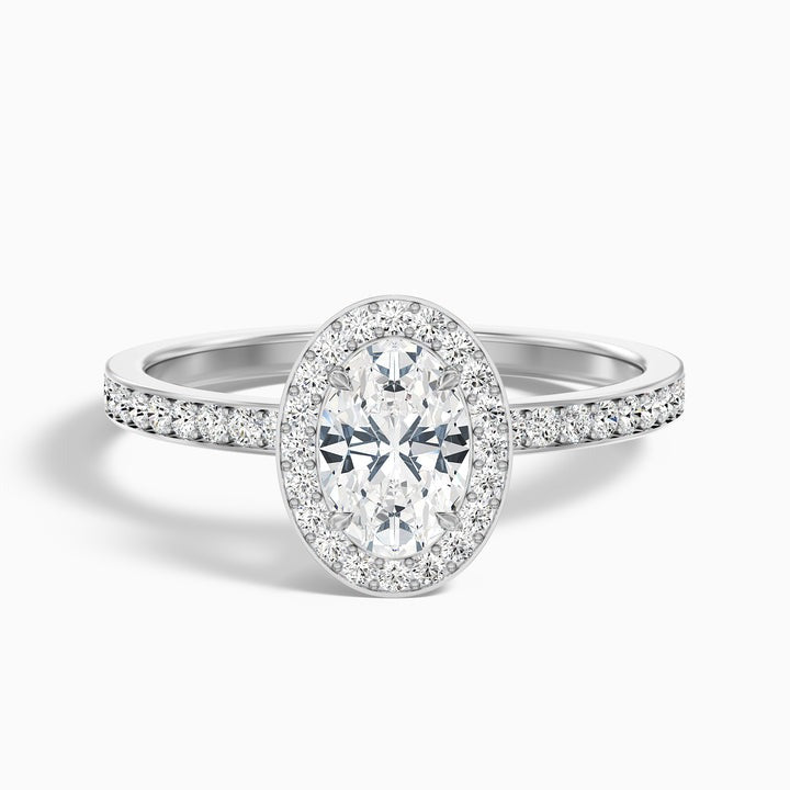 Aurielle 1 Carat Oval Halo Pave Lab Grown Engagement Ring in 10k White Gold