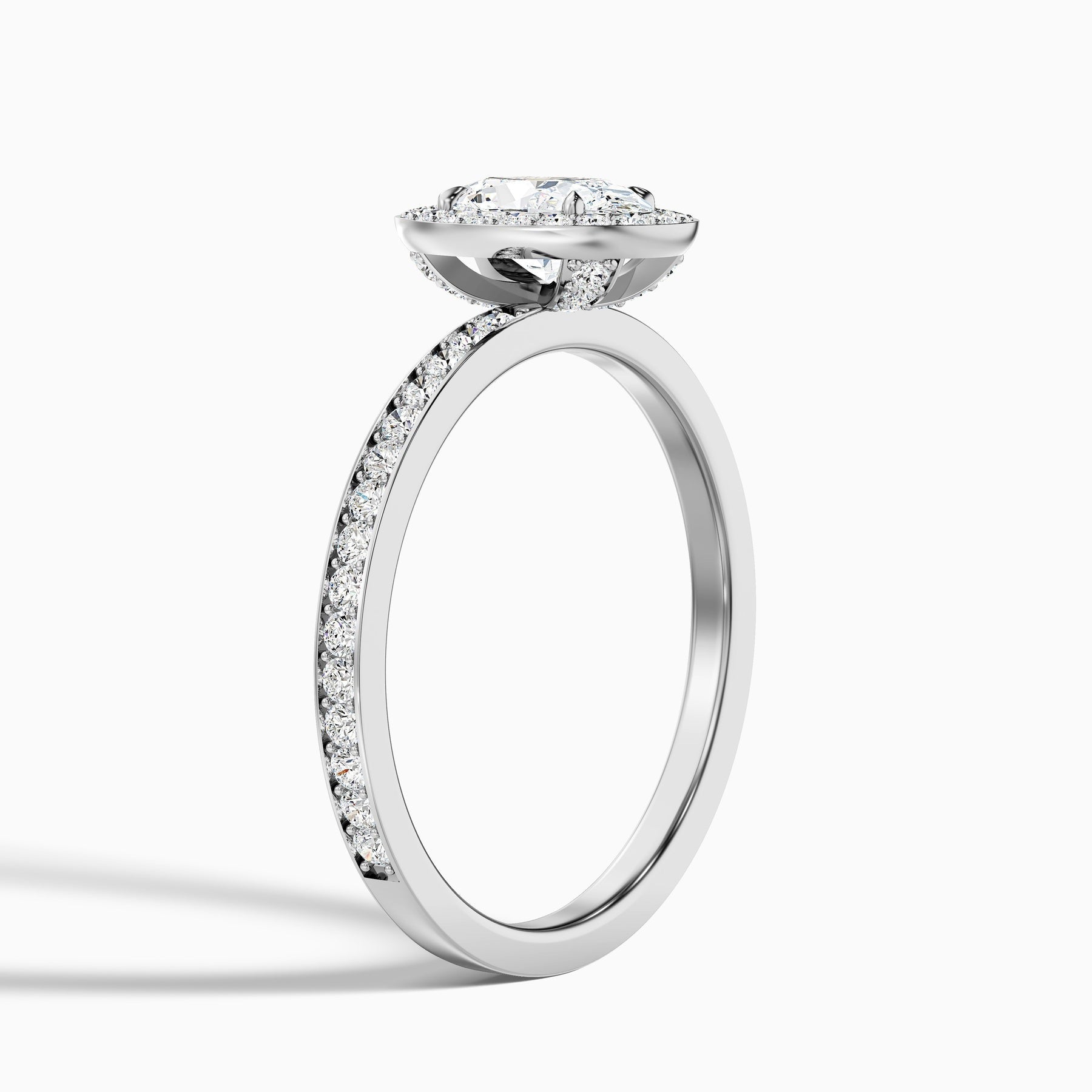 Aurielle 1 Carat Oval Halo Pave Lab Grown Engagement Ring in 10k White Gold