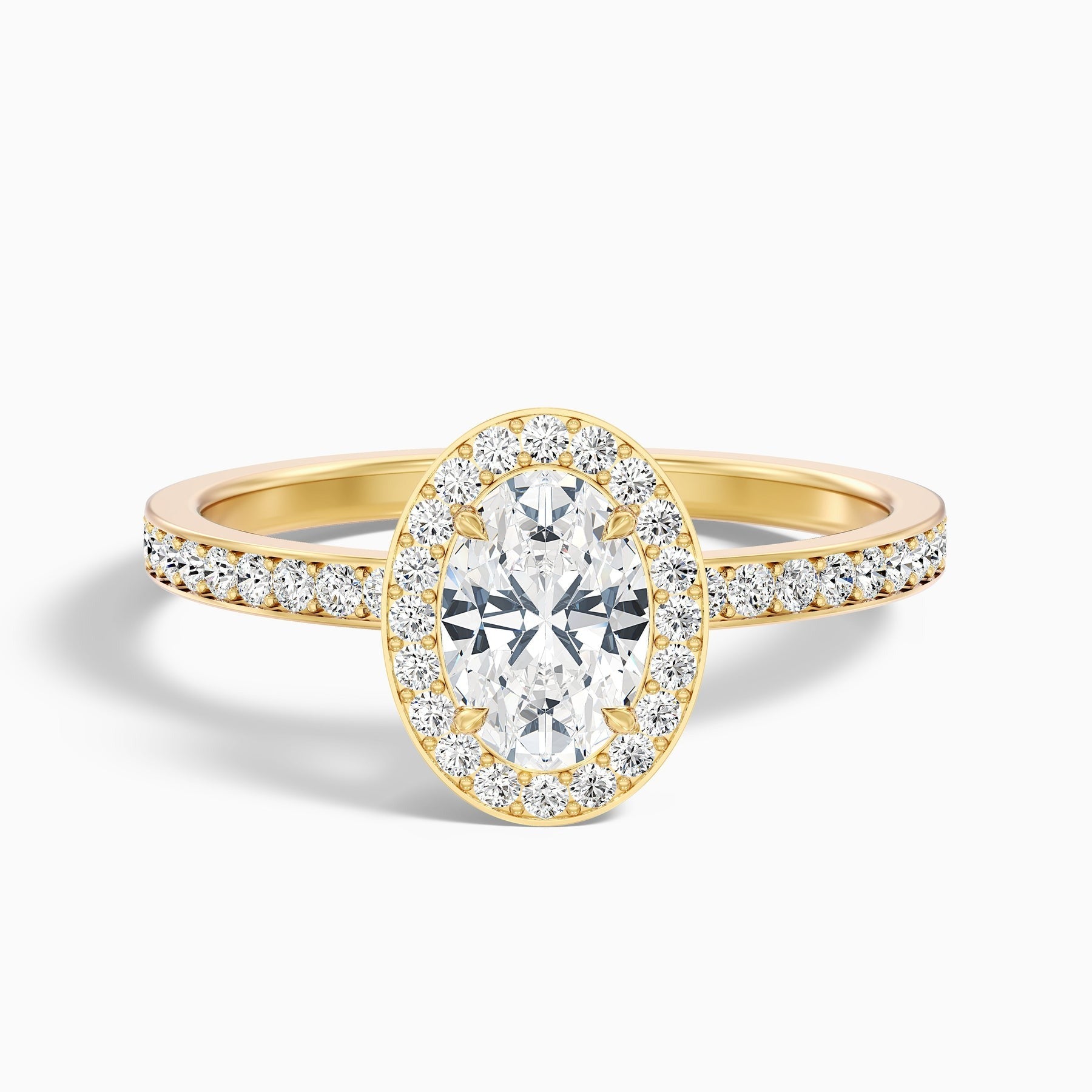 Aurielle 1 Carat Oval Halo Pave Lab Grown Engagement Ring in 10k Yellow Gold