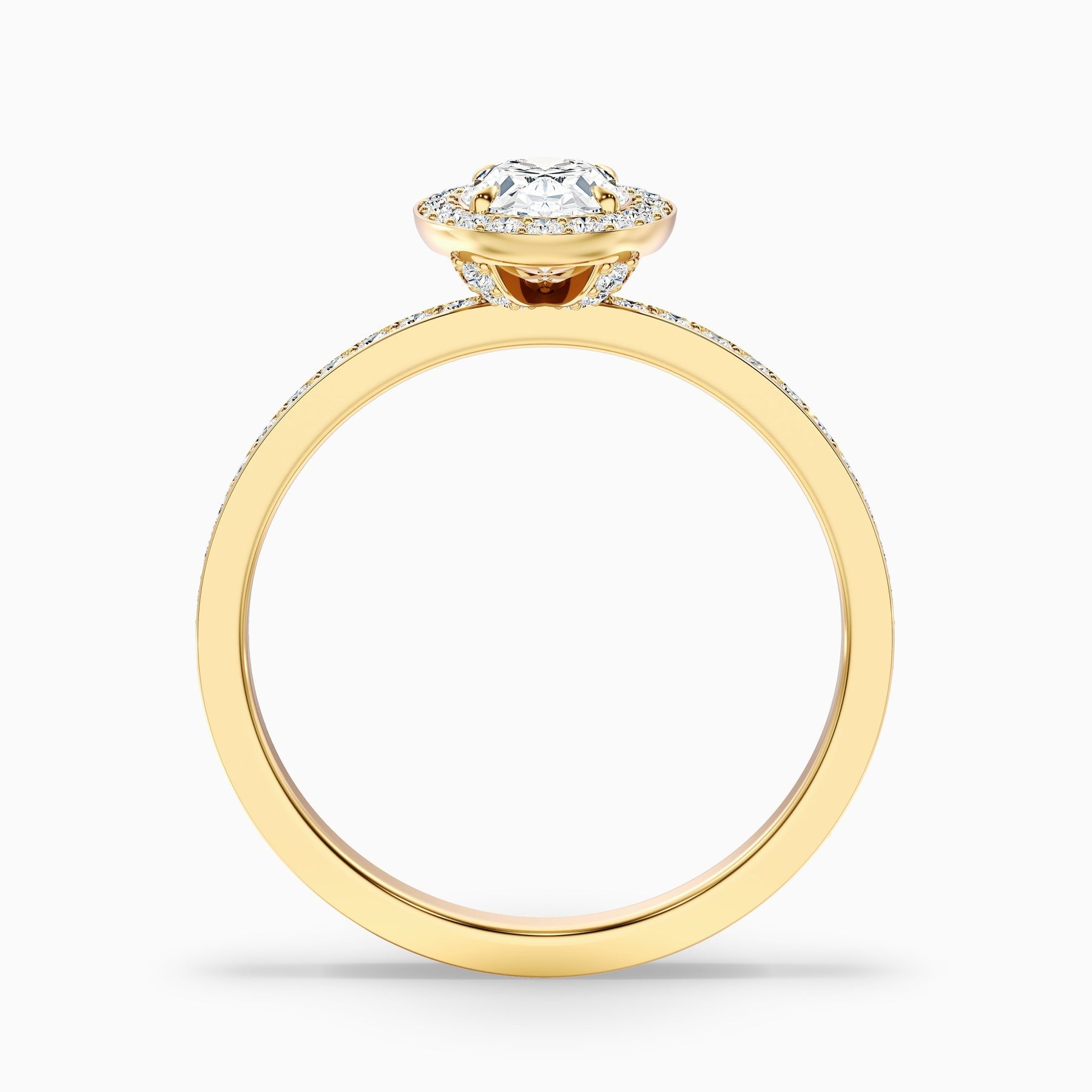 Aurielle 1 Carat Oval Halo Pave Lab Grown Engagement Ring in 10k Yellow Gold