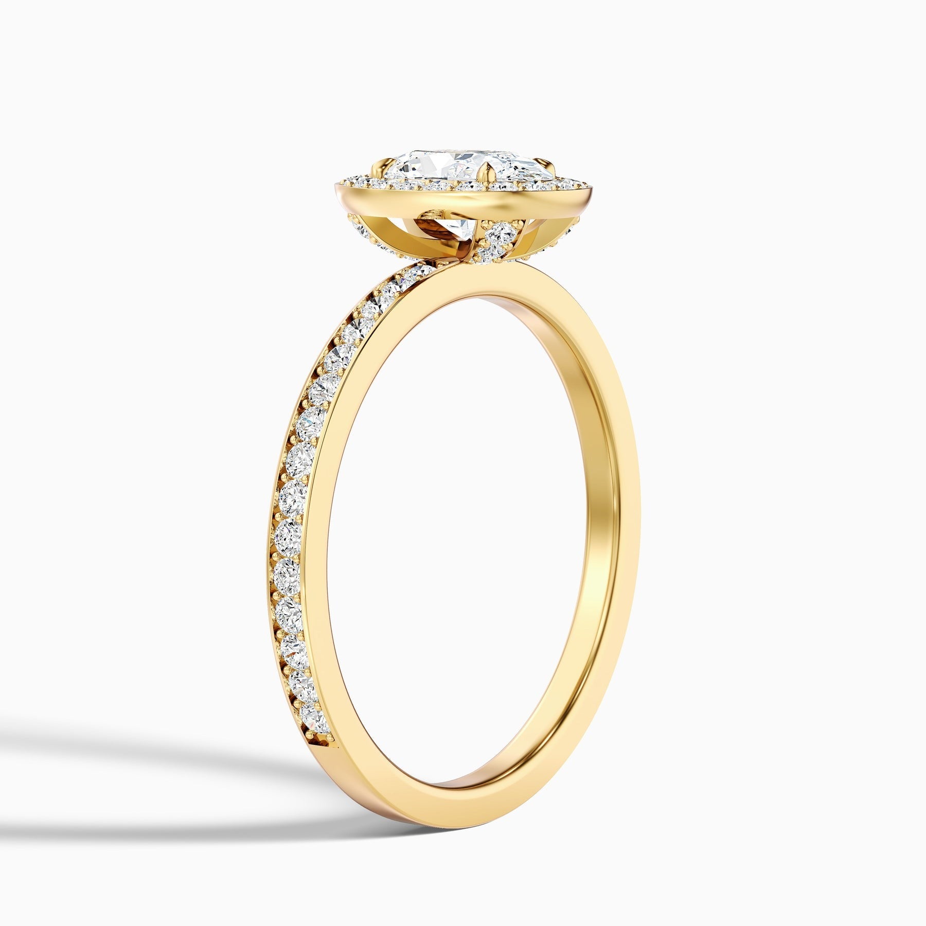 Aurielle 1 Carat Oval Halo Pave Lab Grown Engagement Ring in 10k Yellow Gold