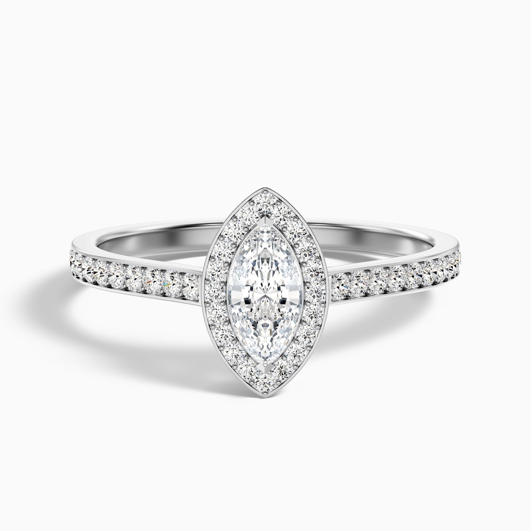 Aurora 1 Carat Marquise Halo Pave Lab Grown Diamond Ring