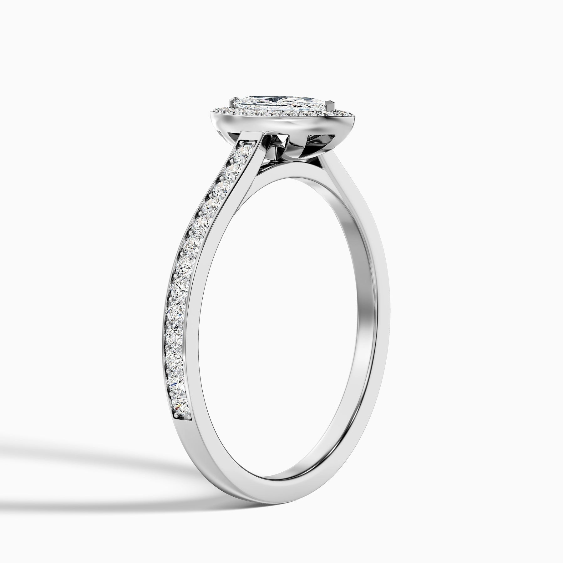 Aurora 1 Carat Marquise Halo Pave Lab Grown Diamond Ring