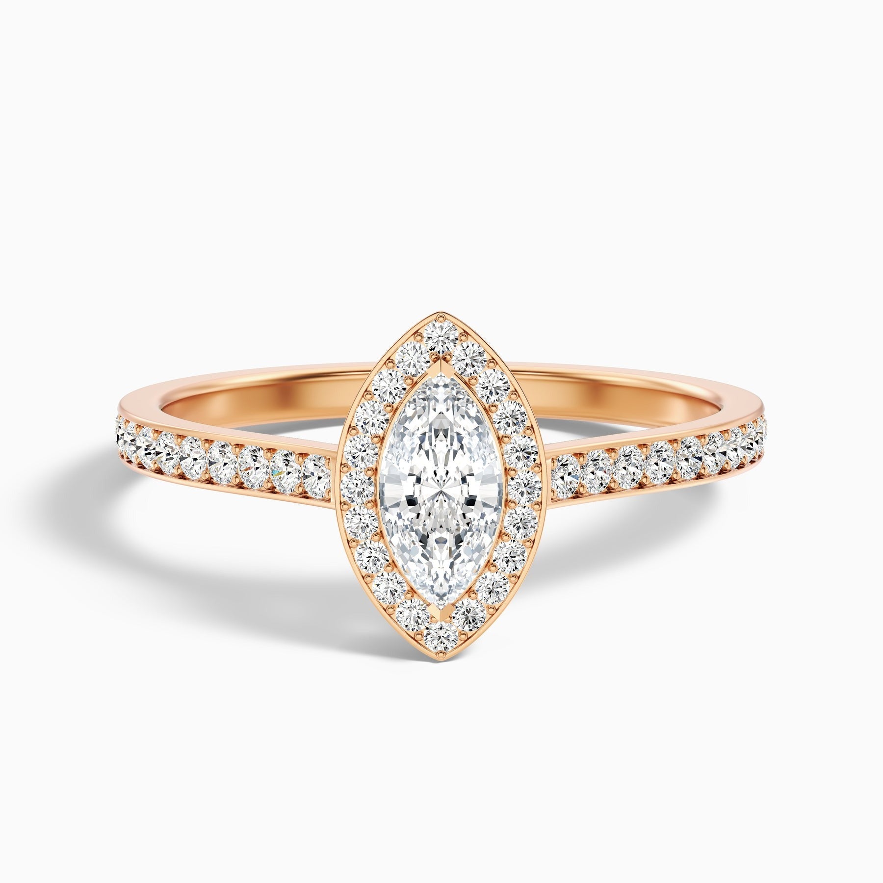 Aurora 1 Carat Marquise Halo Pave Lab Grown Diamond Ring